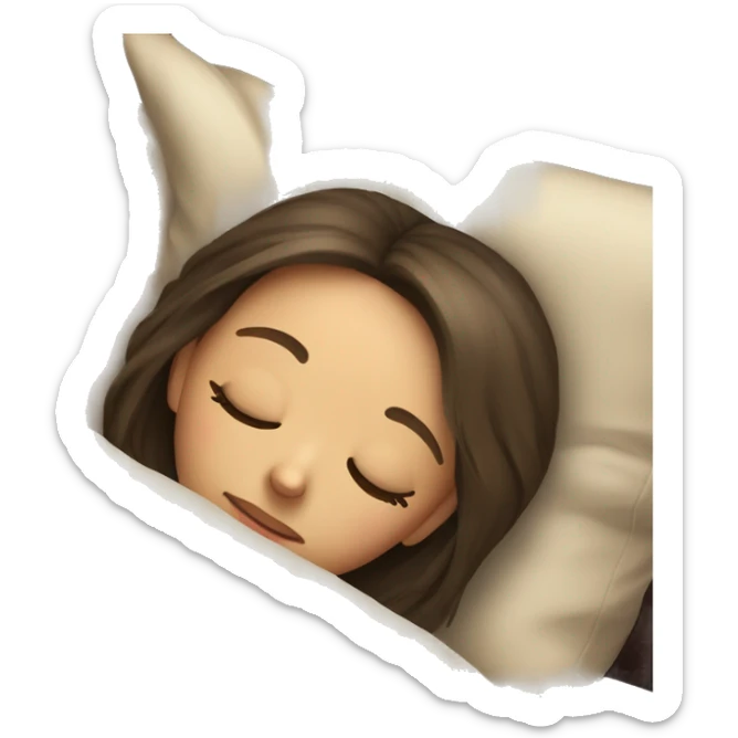 Brunette girl with blonde hair at the bottom sleeping cozy sticker