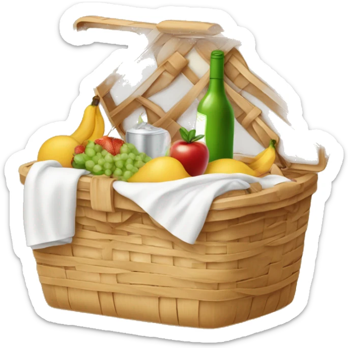 beautiful white picnic basket filled with romantic summer foods with a Summer Core sticker