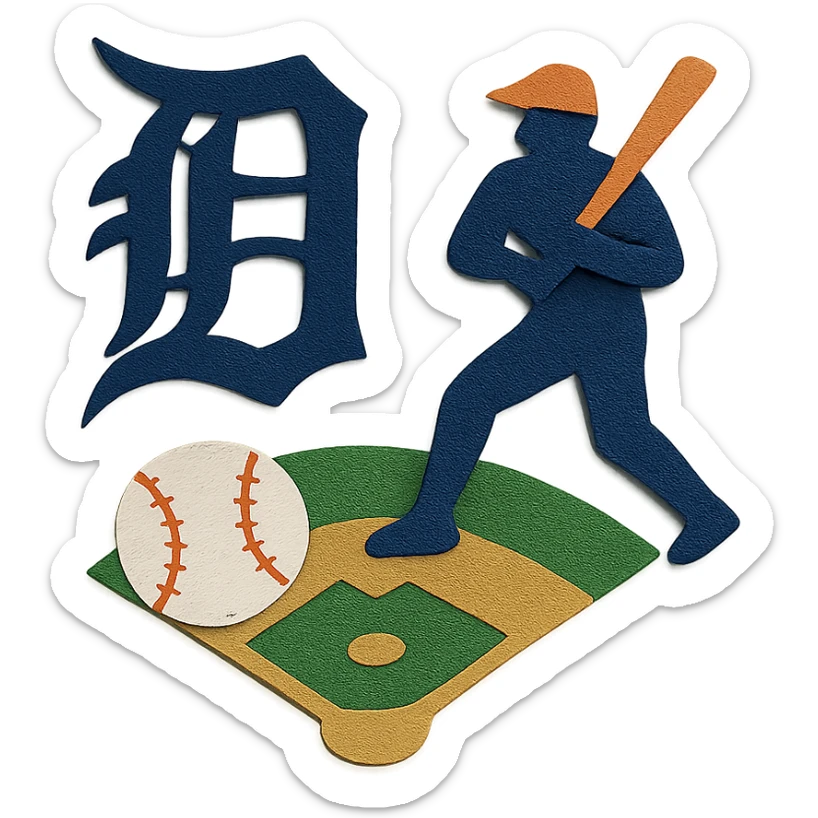 Detroit Tigers baseball scene sticker