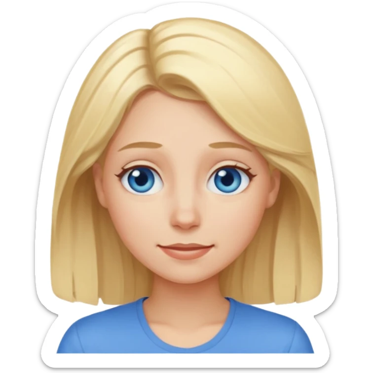 I am a women, tired and Happy at the Same time. Blond, petite with blue eyes  sticker