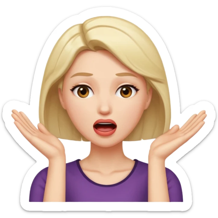 Femme, bouche ouverte, tête légèrement penchée en arrière. Main contre le front de façon dramatique  sticker