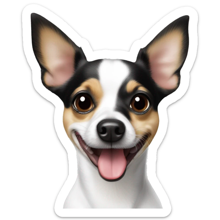White black pointy ears Jack Russel cross breed chihuahua tongue out sticker