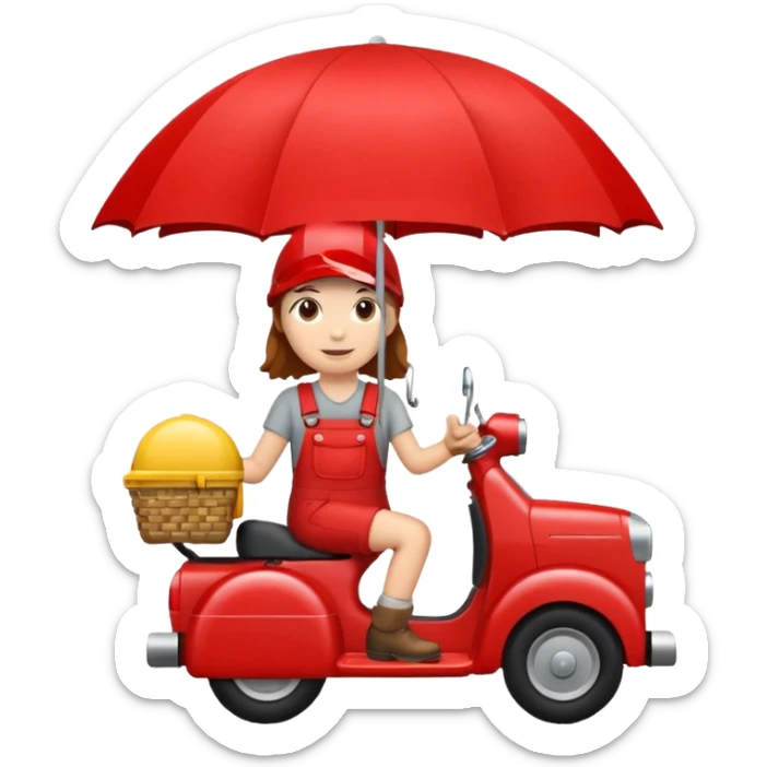 Erstelle mir einen Fallschirmspringer im emoji style mit einem Motor hinten dran  sticker