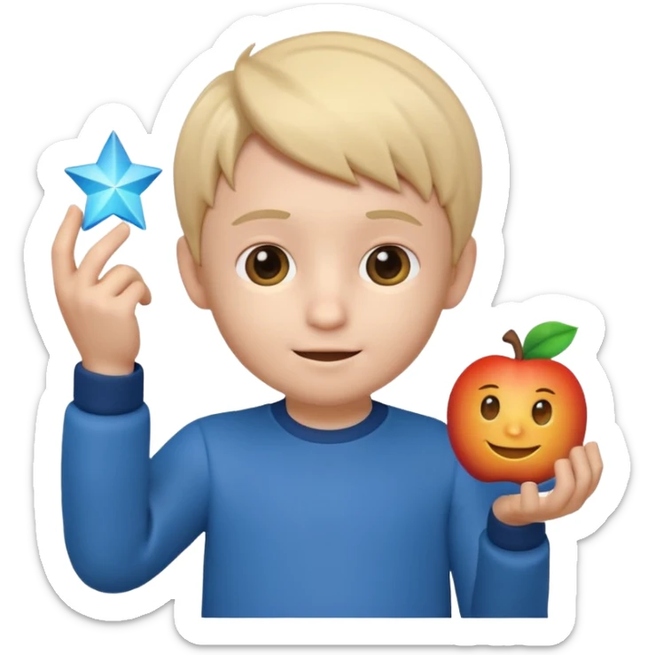 3D imoji of  The little boy who is a magic designer, he is a graphic designer, he should not be holding anything  sticker