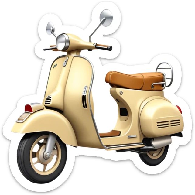 Cinematic Realistic Vespa Pop Culture Emoji, depicted as a sleek vintage scooter symbolizing Italian style rendered with dynamic detail and retro lighting. sticker