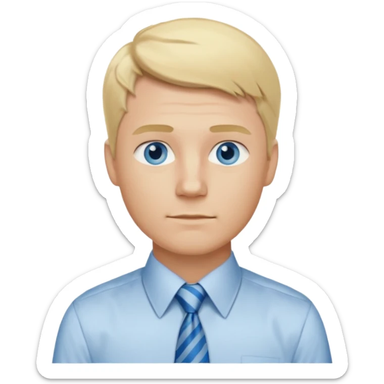 A guy with blonde hair and blue eyes that looks masculine. make him wear a shirt with a tie. he is danish sticker