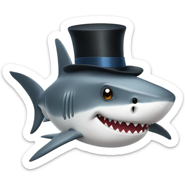 Shark with a top hat sticker
