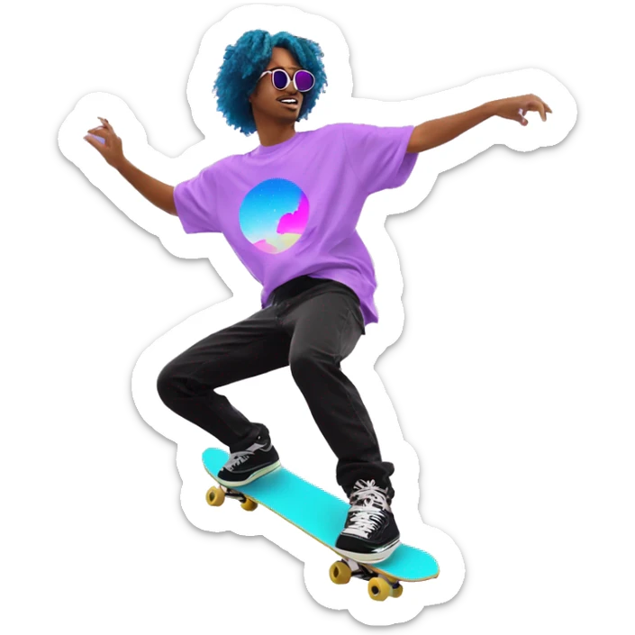 Vaporwave person dancing Skater fashion aesthetic baggy clothes graphic t shirt 420 sticker