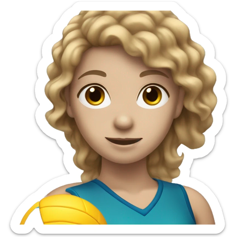 Girl with white skin and brown wavy hair playing volleyball sticker