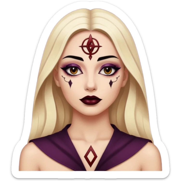 Dark oil traced over woman’s skin forming occult symbols, sensual devotion sticker