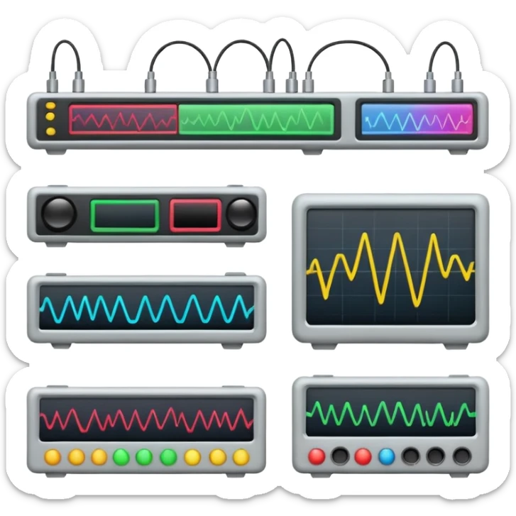 Emoji kit of all emotions being done like An oscilloscope, animated sticker
