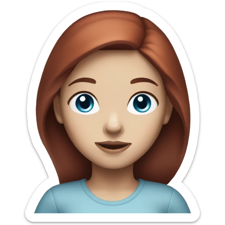 girl with dark-red hair and light blue eyes and light skin  sticker