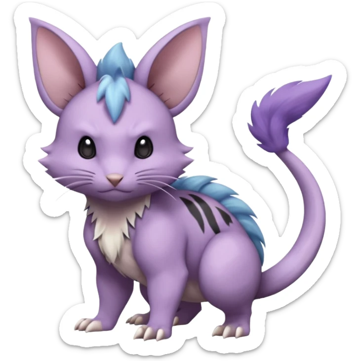Nidoran-Purrloin-Delcatty-Rattata-Pokémon-hybrid-fusion-creature (full body) sticker