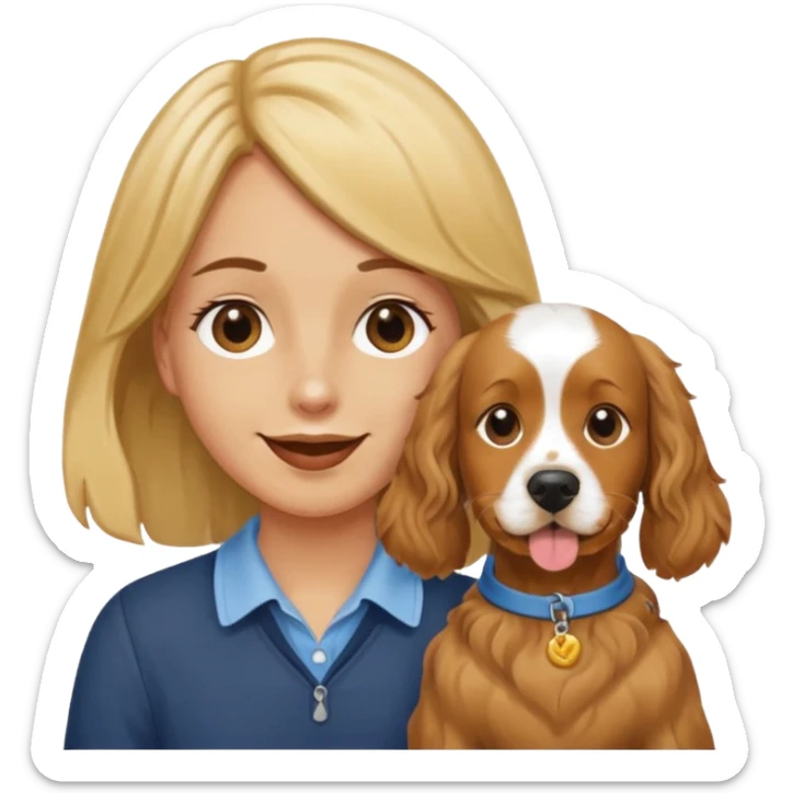 Holding my  nose to a bad smell in dog poo bag with an English golden cocker spaniel smiling at me sticker