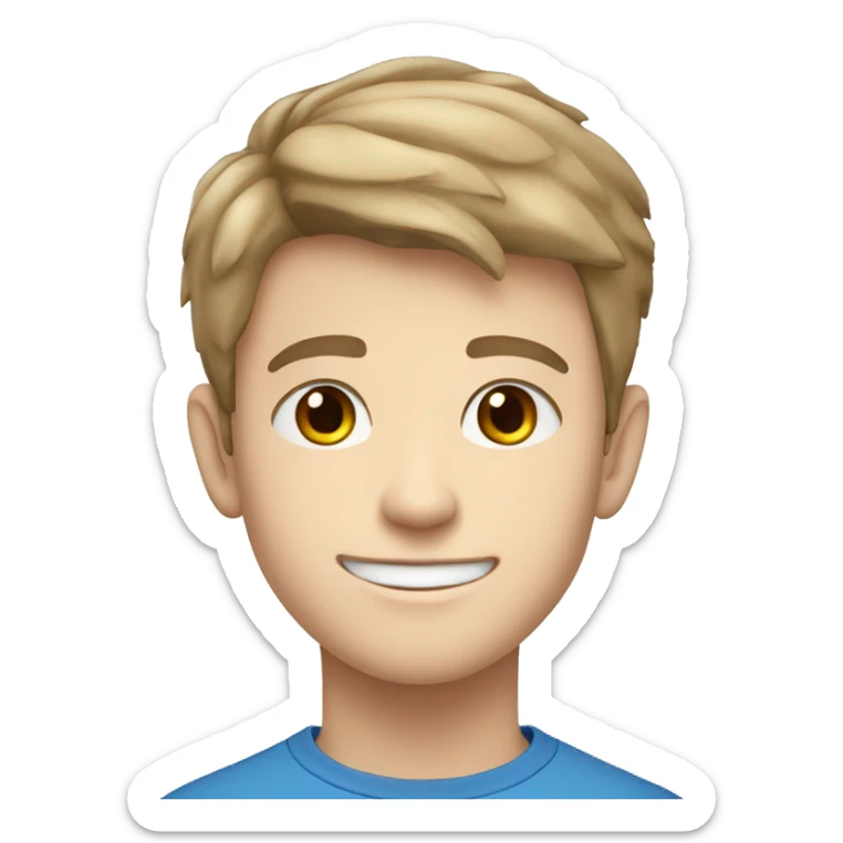 confident happy pale teen boy with very short light brown hair blue eyes portrait angular jaw sticker