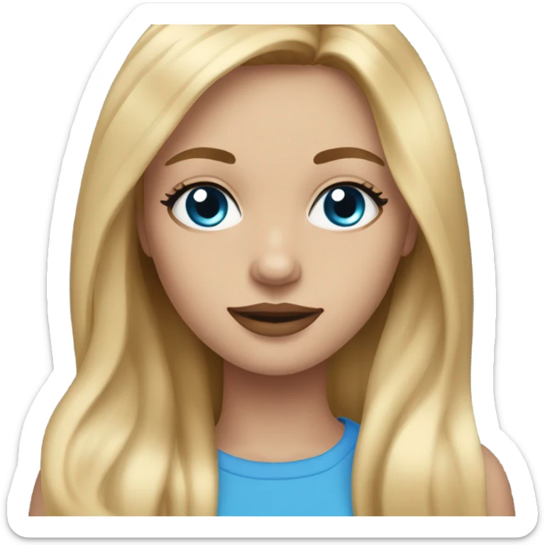 girl with long straight blonde hair, blue eyes, she wear so much make-up  sticker