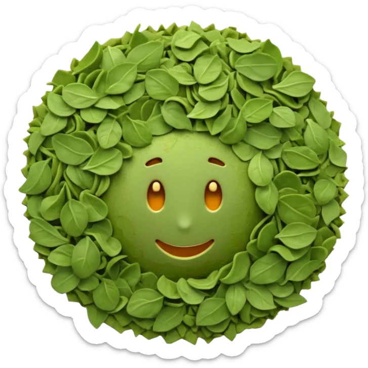 scatter of dry crumbled green flakes with curled uneven shapes and matte texture, color ranges from muted olive to dark sage, evoking sun-dried basil leaves, apple emoji style, soft lighting, subtle shadows, transparent background, emoji scale sticker