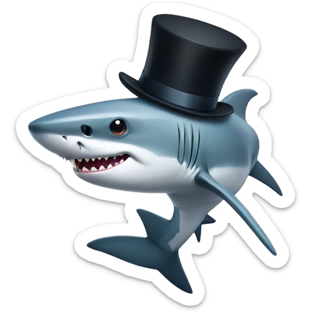 Shark with a top hat sticker