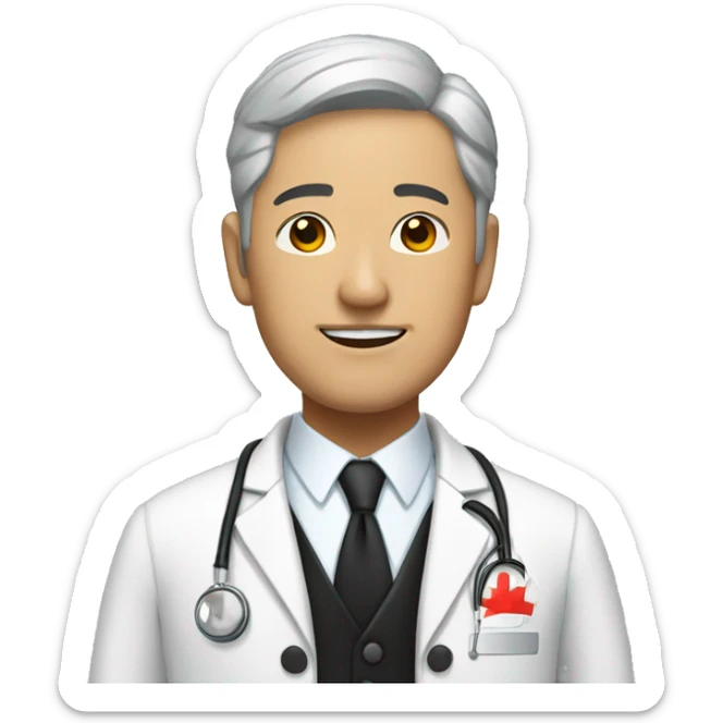 asian man with chinese wear black tuxedo work as hospital director sticker