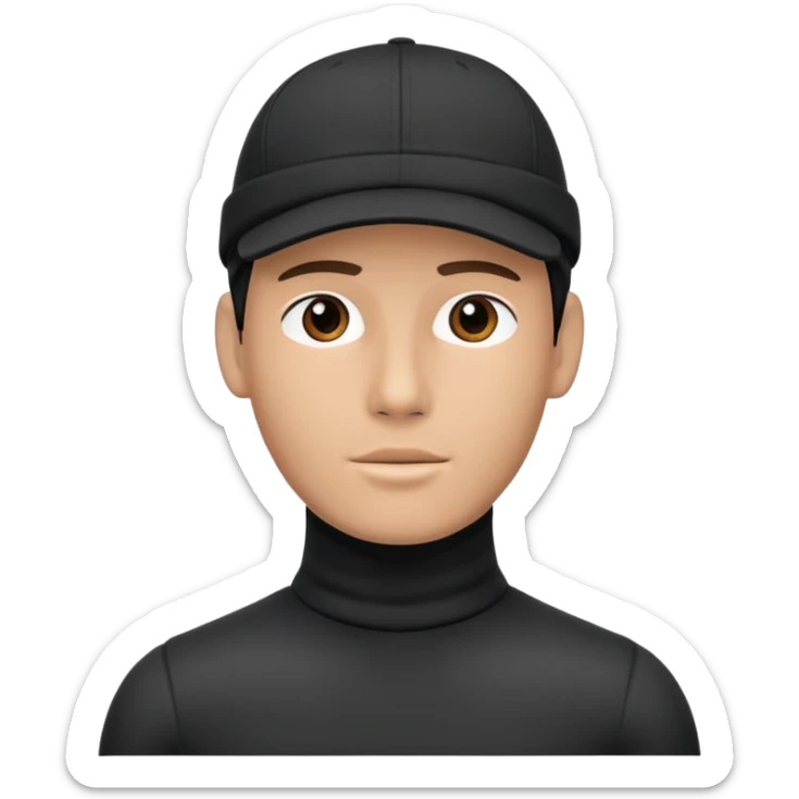 A male mannequin wearing black tutte ne k and black cap sticker