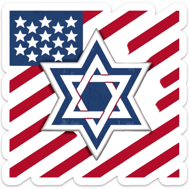 United States flag with a swastika symbol and star of david symbol on the flag sticker