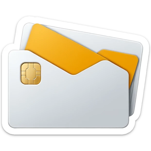 3D minimal icon of a corporate card with no numbers, no personal info, and no logos, except a simple text ‘WAD’. Add a subtle accent in #FF3D00. Clean, modern, high-end style. sticker