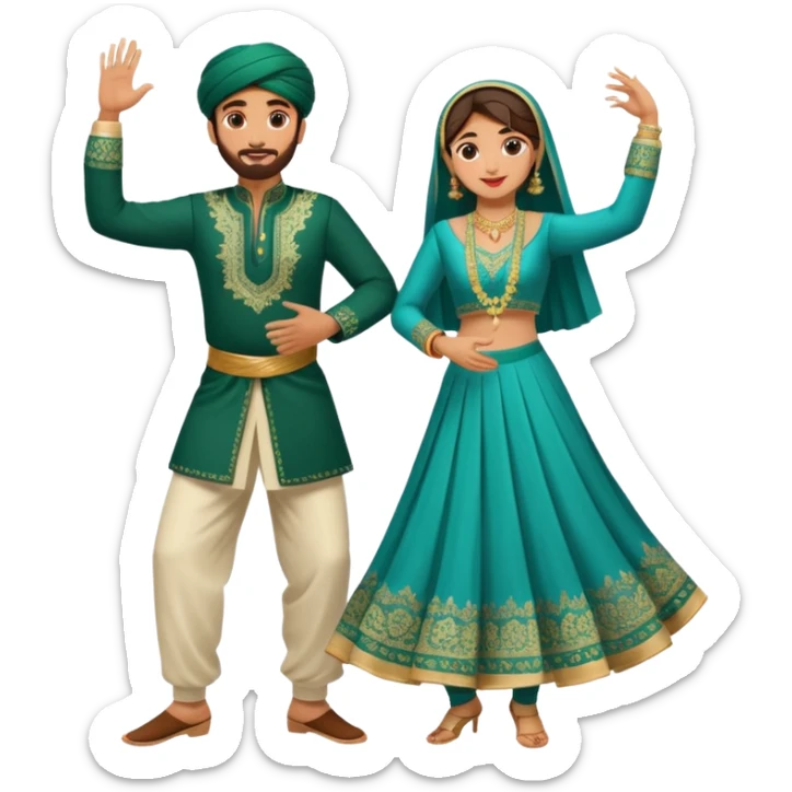 pakistani dancing man and woman fully clothed full body muslim sticker