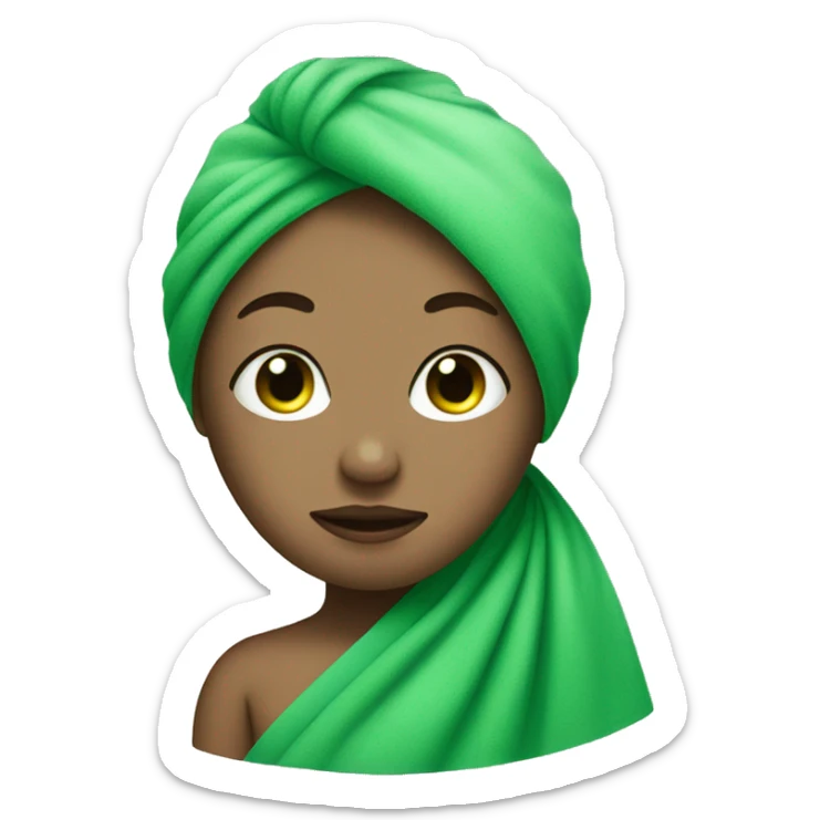 girl with green face mask fair skin and her hair is tucked in a towel sticker