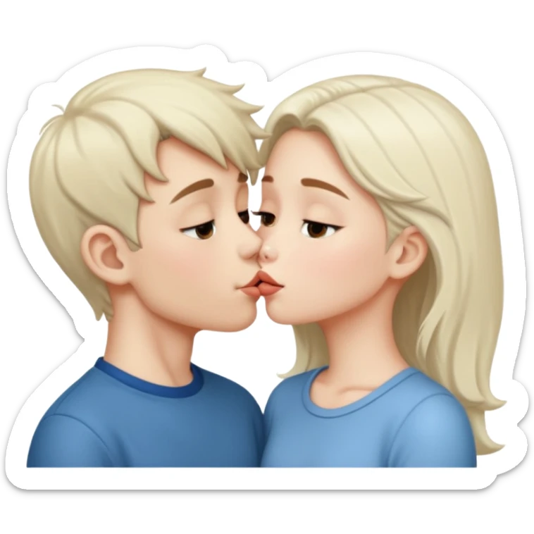 A Cute white skin  boy kissing a white skin girl  sticker
