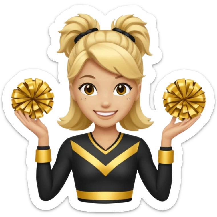 Cheerleader with gold tone skin and outfit black and gold sticker