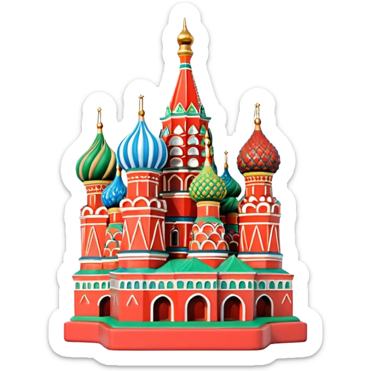 Moscow St. Basil's Cathedral in the form of a figurine souvenir on stand sticker