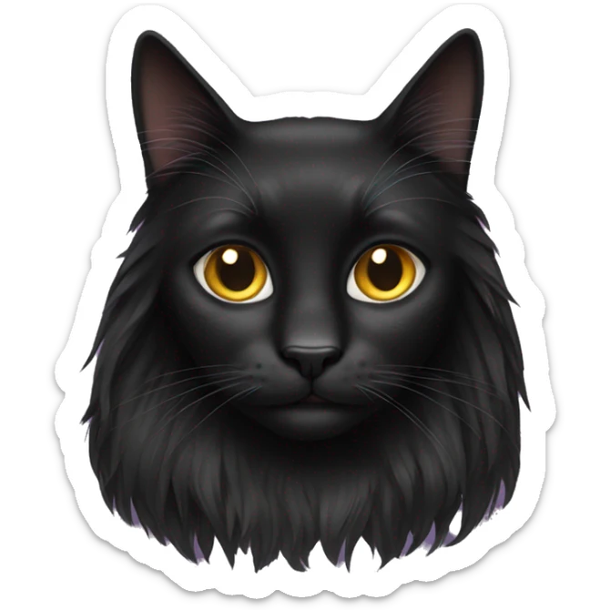 Long hair black cat sticker