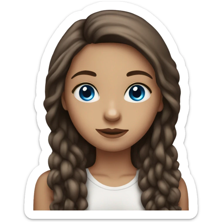 Girl with long brown hair, blue eyes, and tattoos sticker