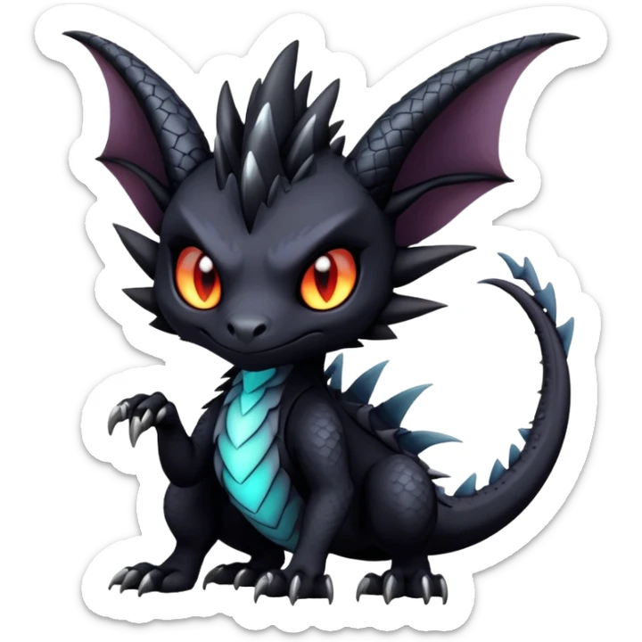 Gothic Badass Edgy Dark Mysterious Mystical Dragon-Beast-Trico-Noivern-Fursona sticker