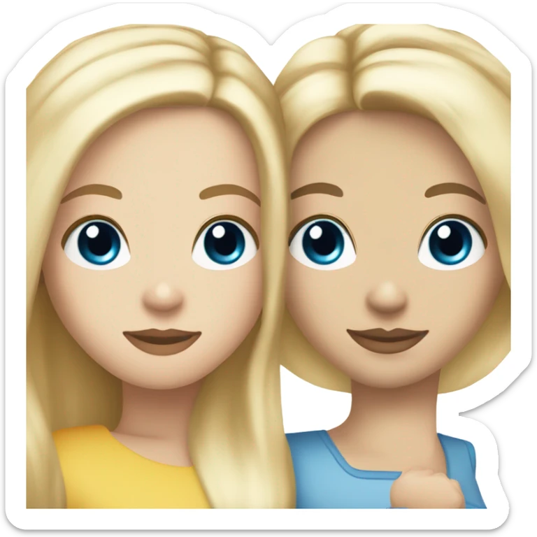 Blonde hair blue eyed white girl holding hands with brunette white girl sticker
