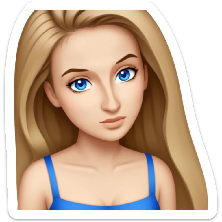 female, wearing a dress, long dark-blonde hair sticker