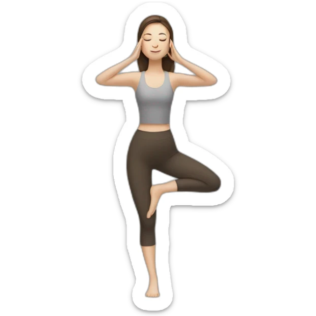 White girl brunette hair in Tadasana yoga sticker