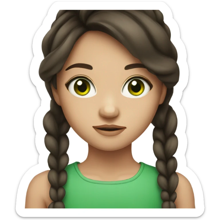 A brunette girl with green eyes sticker