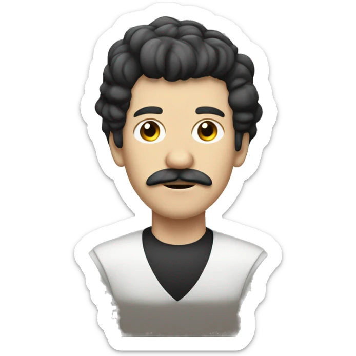 Germán man with white skin, square mustache and Benito Juarez hair sticker