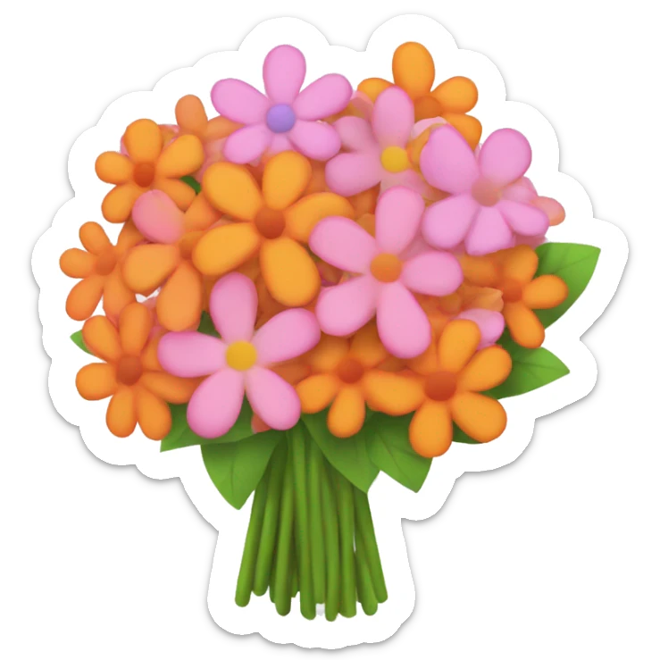 a flower bouquet with the colors of pink and orange  sticker