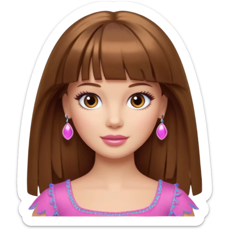 barbie merliah summers with girl with brown hair and brown fringe and light brown eyes  sticker