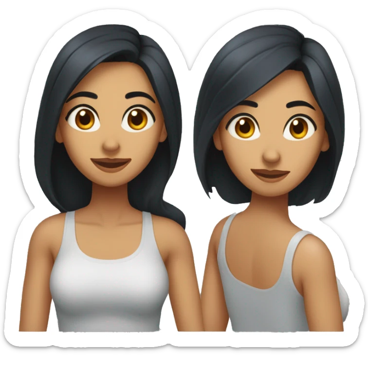 A head and shoulders shot of a 34 year old South Asian woman, with long black hair,   with brown eyes wearing a t-shirt. sticker