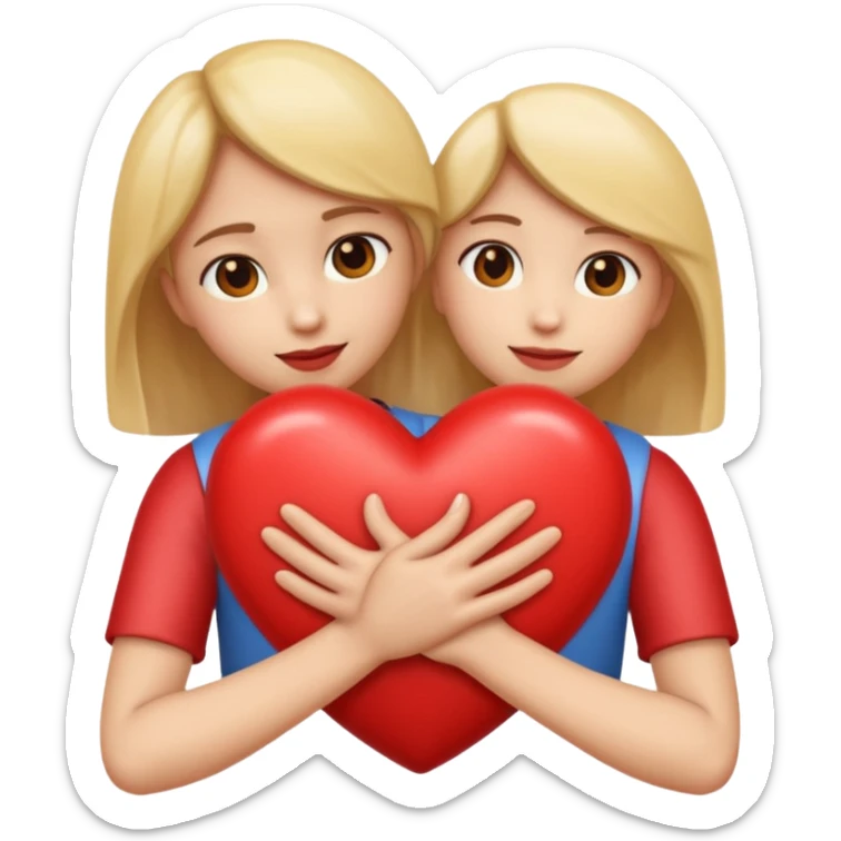 I want an emoji of a heart embraced by two arms, something tender, whitout face only the heart and the arms sticker