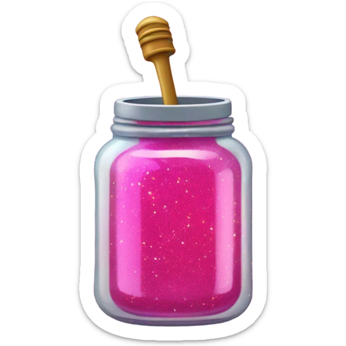  wand dipped in jar of hot pink of honey with glitter  sticker