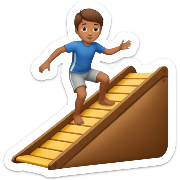 jongen die aan het buikglijden is met bruin haar van een schans sticker