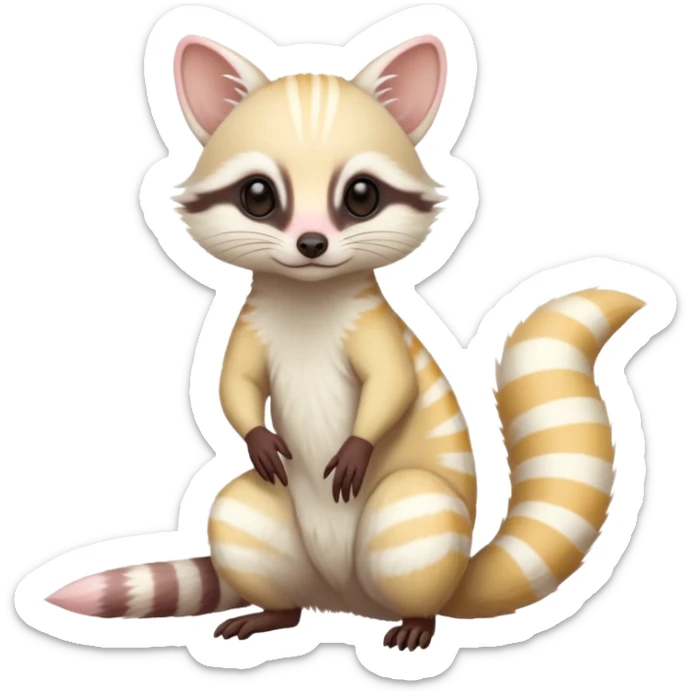 White albino neon pastel Genet-Numbat-Cacomistl-Tamarin-Tanuki-fusion-hybrid (full body) sticker