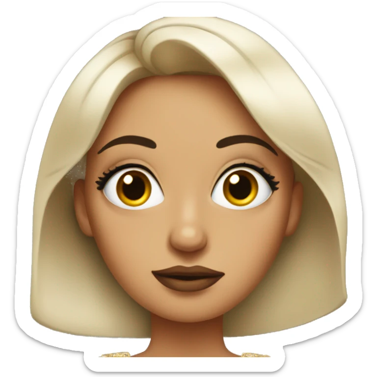 mexican woman with huge cartoon eyes, lips, huge eyelashes, wearing gown sticker
