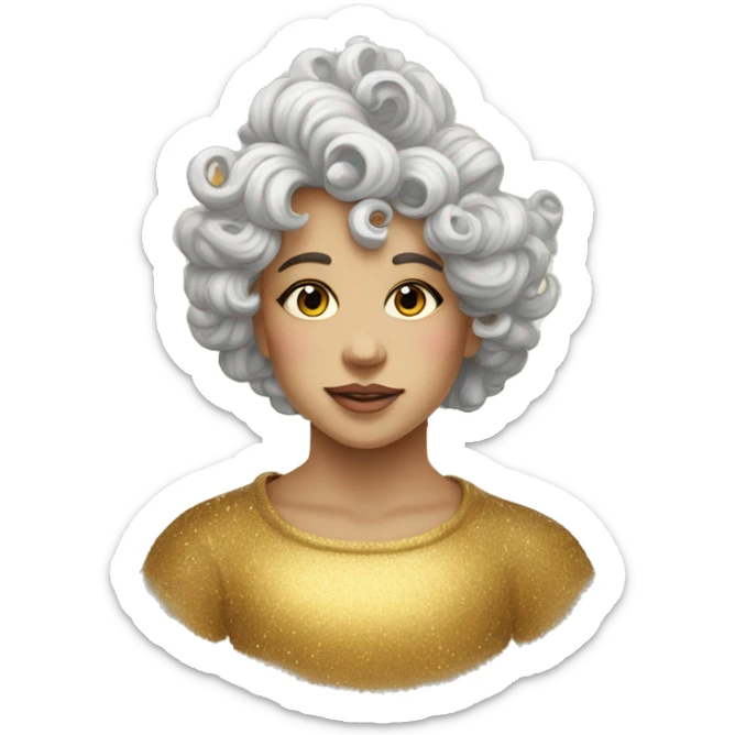 Person wearing t shirt filled with vintage detailed baroque sparkling swirls golden stars galaxies celestial sticker