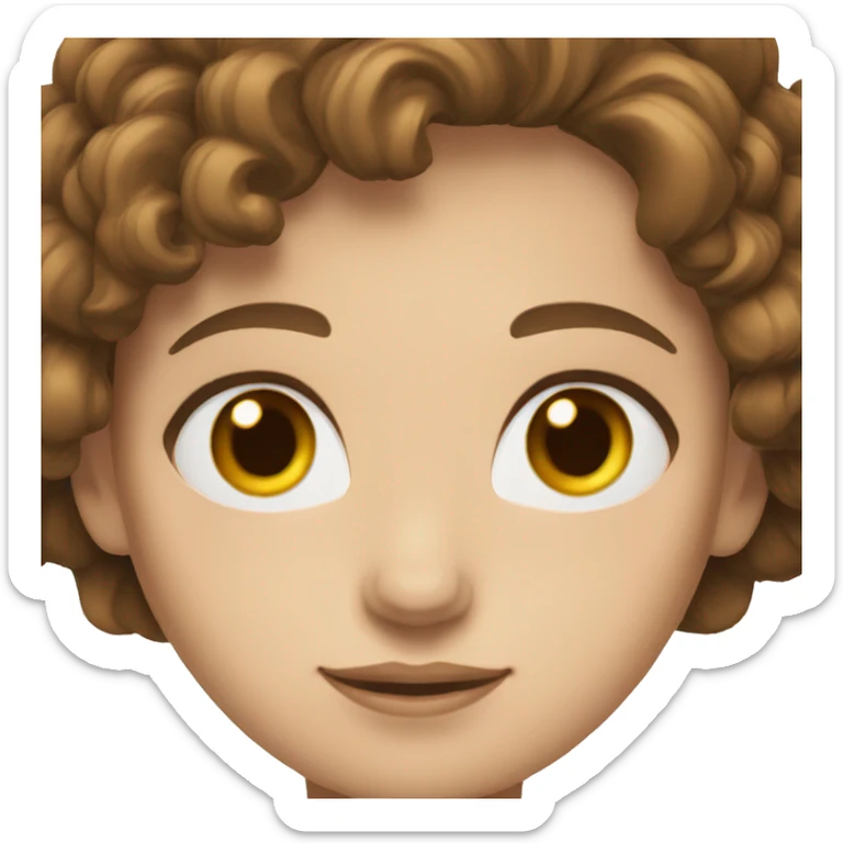 woman short brown wavy hair brown eyes white skin sticker