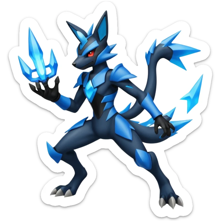 Edgy futuristic Zeraora-Zekrom-Lucario-fusion sticker